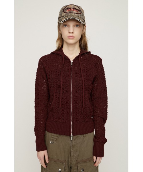 SLY(スライ)の「OPEN WORK ZIP HOODIE オープンワークジップフーディー 秋服 冬服(ニット/セーター・レディース・ブラック/バーガンディー/アイボリー・FREE)」の21枚目の写真