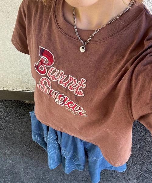 DOUBLE NAME(ダブルネーム)の「チェックアップリケコンパクトTEE(Tシャツ/カットソー・レディース・グリーン/オフホワイト/ブラウン・FREE)」の2枚目の写真