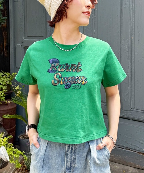DOUBLE NAME(ダブルネーム)の「チェックアップリケコンパクトTEE(Tシャツ/カットソー・レディース・グリーン/オフホワイト/ブラウン・FREE)」の3枚目の写真