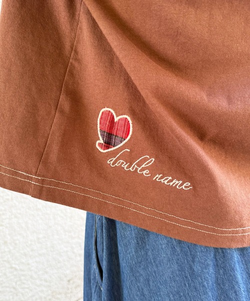 DOUBLE NAME(ダブルネーム)の「チェックアップリケコンパクトTEE(Tシャツ/カットソー・レディース・グリーン/オフホワイト/ブラウン・FREE)」の14枚目の写真