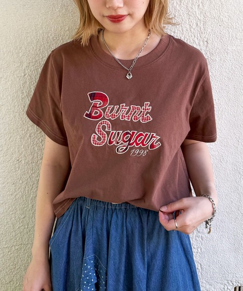 DOUBLE NAME(ダブルネーム)の「チェックアップリケコンパクトTEE(Tシャツ/カットソー・レディース・グリーン/オフホワイト/ブラウン・FREE)」の15枚目の写真