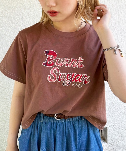 DOUBLE NAME(ダブルネーム)の「チェックアップリケコンパクトTEE(Tシャツ/カットソー・レディース・グリーン/オフホワイト/ブラウン・FREE)」の16枚目の写真