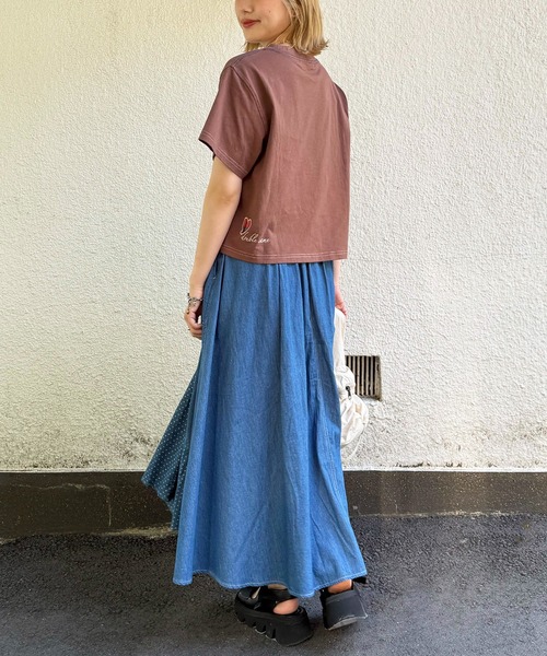 DOUBLE NAME(ダブルネーム)の「チェックアップリケコンパクトTEE(Tシャツ/カットソー・レディース・グリーン/オフホワイト/ブラウン・FREE)」の17枚目の写真