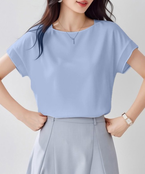 Doux Belle(ドゥーベル)の「ラウンドネック半袖ブラウス(シャツ/ブラウス・レディース・ホワイト/ブルー・MEDIUM/LARGE/X-LARGE)」の12枚目の写真