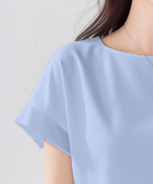 Doux Belle(ドゥーベル)の「ラウンドネック半袖ブラウス(シャツ/ブラウス・レディース・ホワイト/ブルー・MEDIUM/LARGE/X-LARGE)」の14枚目の写真