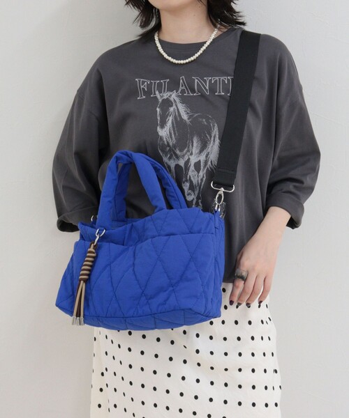 fredy emue(フレディエミュ)の「撥水キルティング3ROOMトートバッグ(トートバッグ・レディース・ロイヤルブルー/キナリ/ミント/ブラウン/ブラック・FREE)」の11枚目の写真