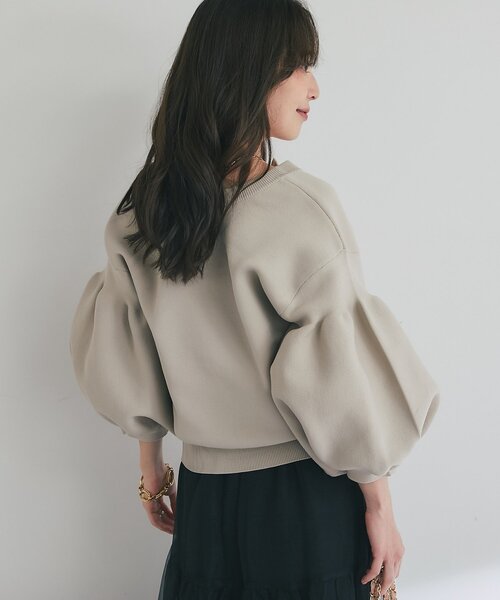 La boutique BonBon（ラブティックボンボン）の「【再販・WEB限定】お袖ぽわんパールニットカーディガン（カーディガン/ボレロ・レディース・ネイビー/グレイッシュベージュ/ホワイト・FREE）」の9枚目の写真
