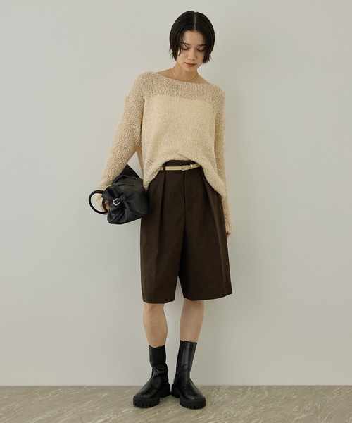 SALON adam et rope'(サロン アダム エ ロペ)の「【WEB限定】モヘア混テープヤーンボートネックプルオーバー(Tシャツ/カットソー・レディース・ベージュ/オフホワイト/ピンク・FREE)」の13枚目の写真