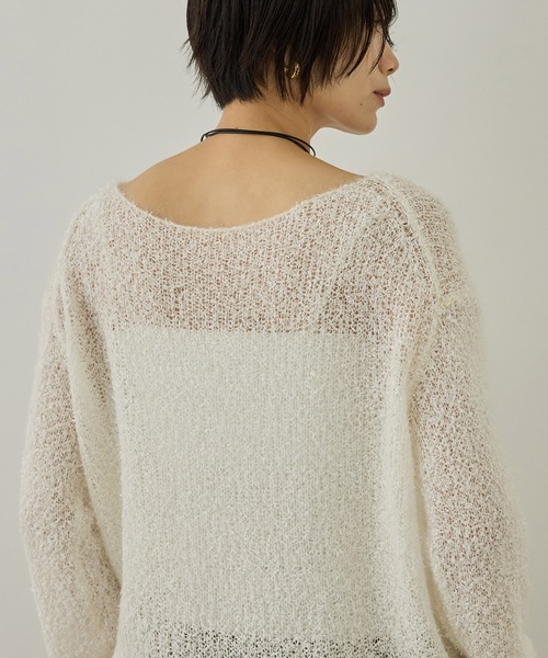 SALON adam et rope'(サロン アダム エ ロペ)の「【WEB限定】モヘア混テープヤーンボートネックプルオーバー(Tシャツ/カットソー・レディース・ベージュ/オフホワイト/ピンク・FREE)」の19枚目の写真