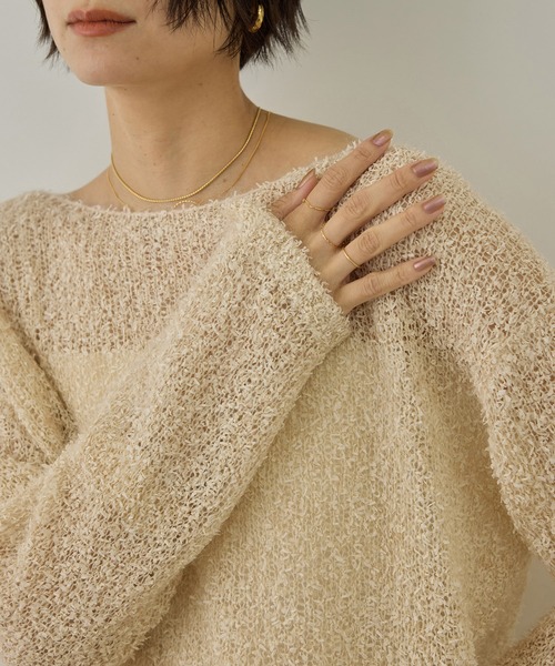 SALON adam et rope'(サロン アダム エ ロペ)の「【WEB限定】モヘア混テープヤーンボートネックプルオーバー(Tシャツ/カットソー・レディース・ベージュ/オフホワイト/ピンク・FREE)」の20枚目の写真