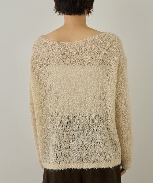 SALON adam et rope'(サロン アダム エ ロペ)の「【WEB限定】モヘア混テープヤーンボートネックプルオーバー(Tシャツ/カットソー・レディース・ベージュ/オフホワイト/ピンク・FREE)」の4枚目の写真