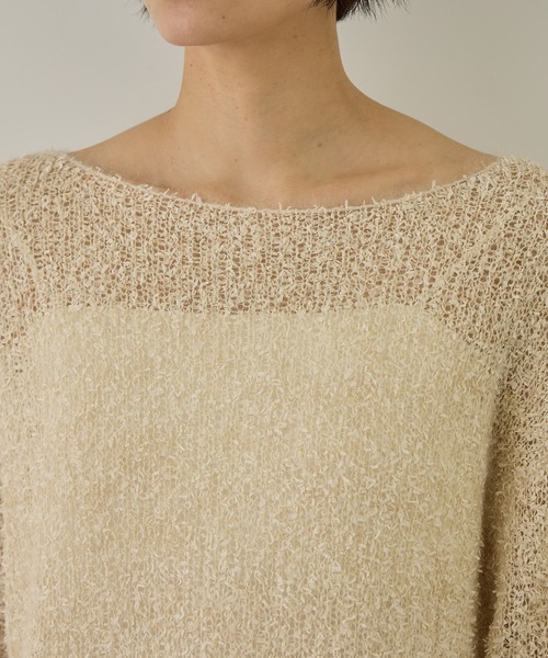 SALON adam et rope'(サロン アダム エ ロペ)の「【WEB限定】モヘア混テープヤーンボートネックプルオーバー(Tシャツ/カットソー・レディース・ベージュ/オフホワイト/ピンク・FREE)」の5枚目の写真