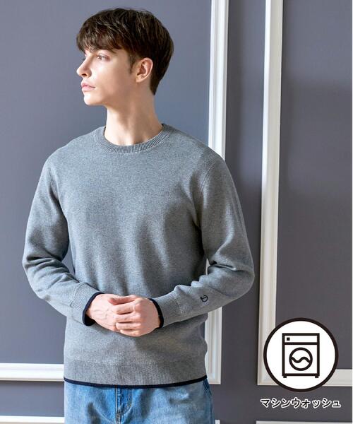 DRESSTERIOR(ドレステリア)の「【6色展開/洗濯機可】コットンカシミヤ スムースニット(ニット/セーター・メンズ・ネイビー/ボルドー/グレー/ブルー系その他/ホワイト/ブラック・90/91/92/94)」の3枚目の写真