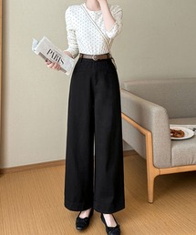 ハイウエストベルト付きワイドアンクルパンツ