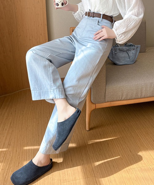 Girly Doll（ガーリードール）の「ハイウエストベルト付きワイドアンクルパンツ（その他パンツ・レディース・ブルー/ベージュ/ブラック・FREE）」の21枚目の写真