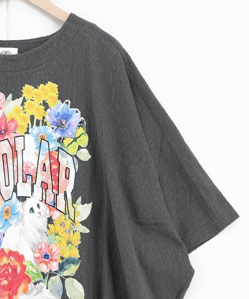 ScoLar(スカラー)の「ScoLar(スカラー) 花ネコ柄 ローズジャガードプルオーバー(Tシャツ/カットソー・レディース・オフホワイト/ブルー/チャコールグレー・MEDIUM)」の17枚目の写真