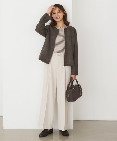 Honeys（ハニーズ）の「ベルト付ワイドストレート（スラックス・レディース・ネイビー/ブラック/ブラウン/グレイッシュベージュ/キャメル・3L/L/LL/M/S）」の12枚目の写真