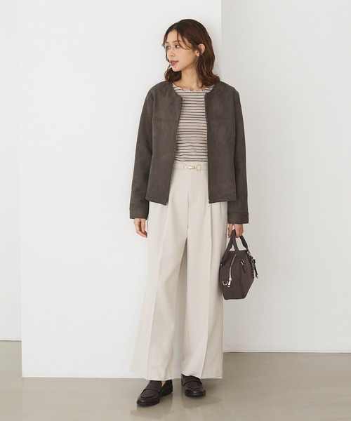 Honeys（ハニーズ）の「ベルト付ワイドストレート（スラックス・レディース・ネイビー/ブラック/ブラウン/グレイッシュベージュ/キャメル・3L/L/LL/M/S）」の13枚目の写真