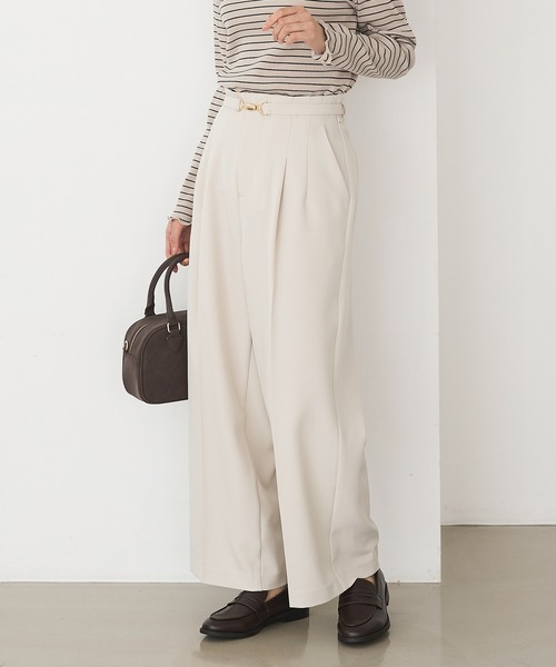 Honeys（ハニーズ）の「ベルト付ワイドストレート（スラックス・レディース・ネイビー/ブラック/ブラウン/グレイッシュベージュ/キャメル・3L/L/LL/M/S）」の15枚目の写真
