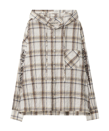 Vintage Hooded Check Shirt_Beige