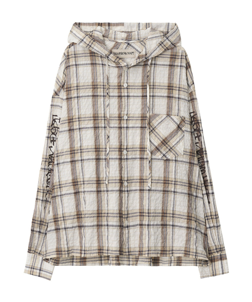 NIGHTWORKDEPT(ナイトワークデプト)の「Vintage Hooded Check Shirt_Beige(シャツ/ブラウス・レディース・その他・ONE)」の1枚目の写真