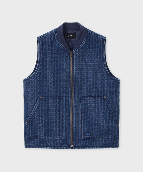 Dickies（ディッキーズ）の「Dickies(R) × PS Paul Smith 刺し子デニム ワークベスト / 262251 DC003（その他アウター・メンズ・ダークインディゴブルー・LARGE/MEDIUM）」の2枚目の写真
