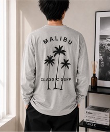 【Bls】 【ZM】【Bling Leads】ポケ付きヤシの木プリント 天竺ロンTEE