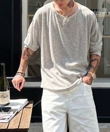 DSルーズヘンリーネック長袖Tシャツ