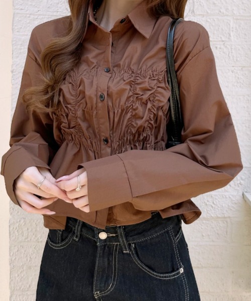 Ada.(エイダ)の「シャーリング レギュラーカラー ブラウス(シャツ/ブラウス・レディース・ホワイト/ブラウン/ブルーグレー・FREE)」の7枚目の写真