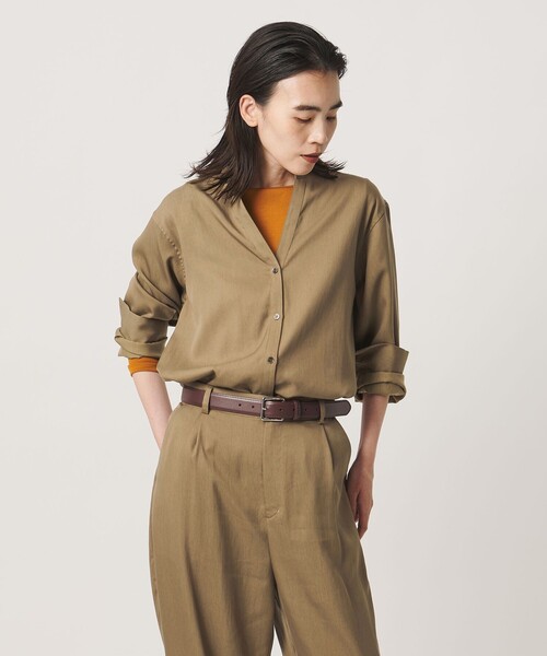 MARW UNITED ARROWS(マルゥ ユナイテッドアローズ)の「<MARW UNITED ARROWS>バンドカラー スキッパー シャツ(シャツ/ブラウス・レディース・モカ/ネイビー・FREE)」の3枚目の写真
