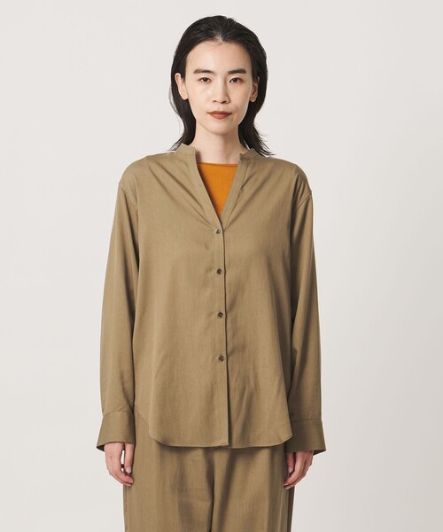 MARW UNITED ARROWS(マルゥ ユナイテッドアローズ)の「<MARW UNITED ARROWS>バンドカラー スキッパー シャツ(シャツ/ブラウス・レディース・モカ/ネイビー・FREE)」の8枚目の写真