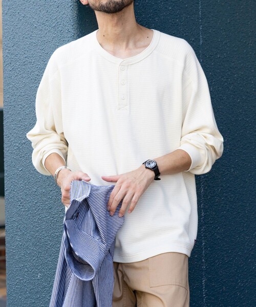 RED KAP（レッドキャップ）の「RED KAP/レッドキャップ 別注 ヘンリーネック ロングスリーブ サーマル Tシャツ（Tシャツ/カットソー・メンズ・オリーブ/ブラック/ホワイト/チャコールグレー・SMALL/MEDIUM/LARGE）」の8枚目の写真