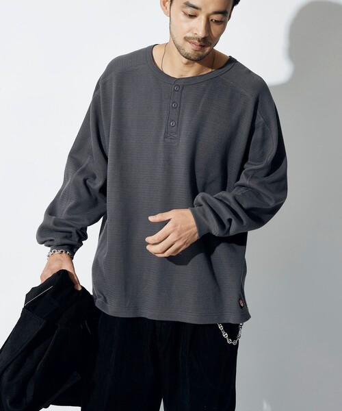 RED KAP（レッドキャップ）の「RED KAP/レッドキャップ 別注 ヘンリーネック ロングスリーブ サーマル Tシャツ（Tシャツ/カットソー・メンズ・オリーブ/ブラック/ホワイト/チャコールグレー・SMALL/MEDIUM/LARGE）」の9枚目の写真