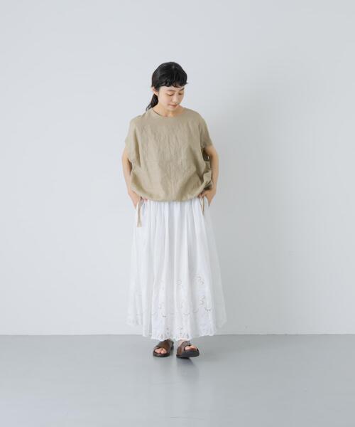 かぐれ(カグレ)の「スカラップ刺繍タックスカート(スカート・レディース・ブラック/オフホワイト・FREE)」の12枚目の写真