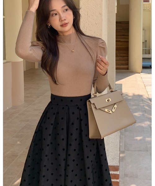 BIRTHDAY BASH（バースデイバッシュ）の「DOT VOLUME SKIRT(ドットボリュームタックフレアスカート)（スカート・レディース・ブラック・LARGE/SMALL）」の5枚目の写真