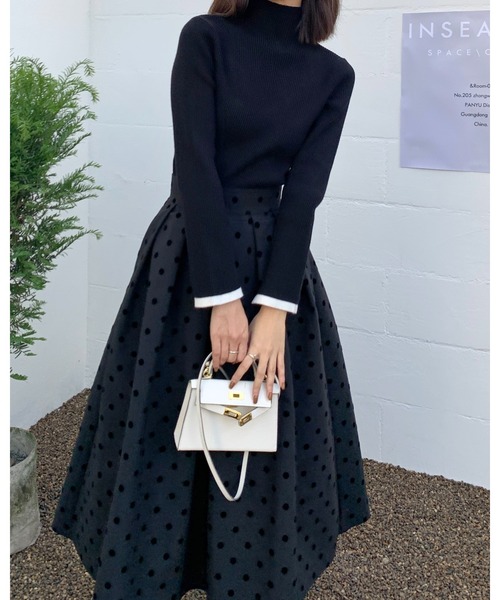 BIRTHDAY BASH（バースデイバッシュ）の「DOT VOLUME SKIRT(ドットボリュームタックフレアスカート)（スカート・レディース・ブラック・LARGE/SMALL）」の17枚目の写真