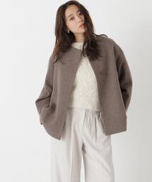 ＜EC限定カラー：イエロー＞カシミヤブレンドハーフコート