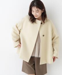 NATURAL BEAUTY BASIC | <EC限定カラー:イエロー>カシミヤブレンドハーフコート(その他アウター)