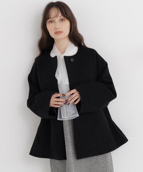 NATURAL BEAUTY BASIC(ナチュラルビューティーベーシック)の「<EC限定カラー:イエロー>カシミヤブレンドハーフコート(その他アウター・レディース・ブラック/イエロー/ブルー/ベージュ/ブラウン・MEDIUM/SMALL/LARGE)」の7枚目の写真
