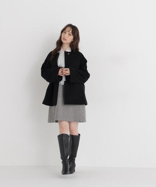NATURAL BEAUTY BASIC(ナチュラルビューティーベーシック)の「<EC限定カラー:イエロー>カシミヤブレンドハーフコート(その他アウター・レディース・ブラック/イエロー/ブルー/ベージュ/ブラウン・MEDIUM/SMALL/LARGE)」の8枚目の写真