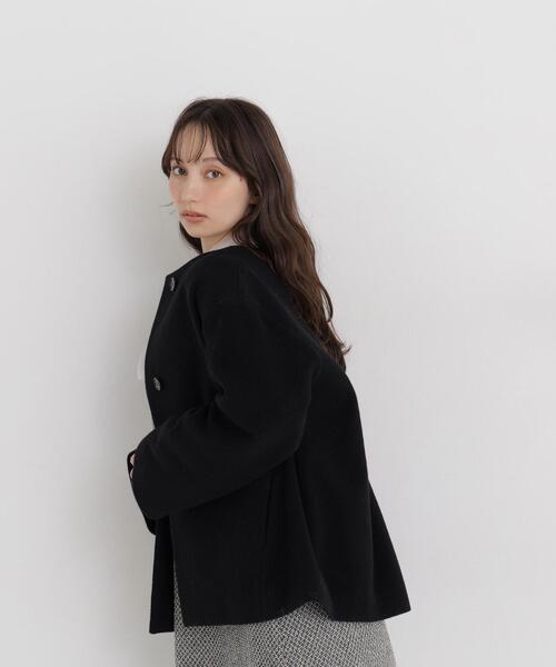 NATURAL BEAUTY BASIC(ナチュラルビューティーベーシック)の「<EC限定カラー:イエロー>カシミヤブレンドハーフコート(その他アウター・レディース・ブラック/イエロー/ブルー/ベージュ/ブラウン・MEDIUM/SMALL/LARGE)」の9枚目の写真