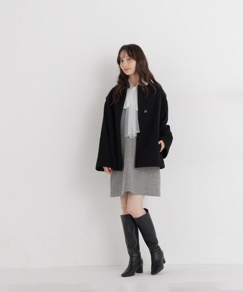 NATURAL BEAUTY BASIC(ナチュラルビューティーベーシック)の「<EC限定カラー:イエロー>カシミヤブレンドハーフコート(その他アウター・レディース・ブラック/イエロー/ブルー/ベージュ/ブラウン・MEDIUM/SMALL/LARGE)」の10枚目の写真