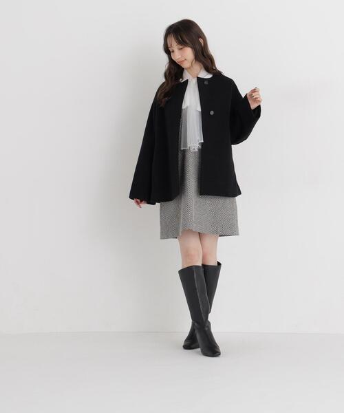 NATURAL BEAUTY BASIC(ナチュラルビューティーベーシック)の「<EC限定カラー:イエロー>カシミヤブレンドハーフコート(その他アウター・レディース・ブラック/イエロー/ブルー/ベージュ/ブラウン・MEDIUM/SMALL/LARGE)」の12枚目の写真