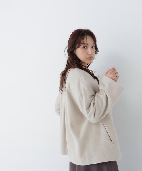 NATURAL BEAUTY BASIC(ナチュラルビューティーベーシック)の「<EC限定カラー:イエロー>カシミヤブレンドハーフコート(その他アウター・レディース・ブラック/イエロー/ブルー/ベージュ/ブラウン・MEDIUM/SMALL/LARGE)」の15枚目の写真