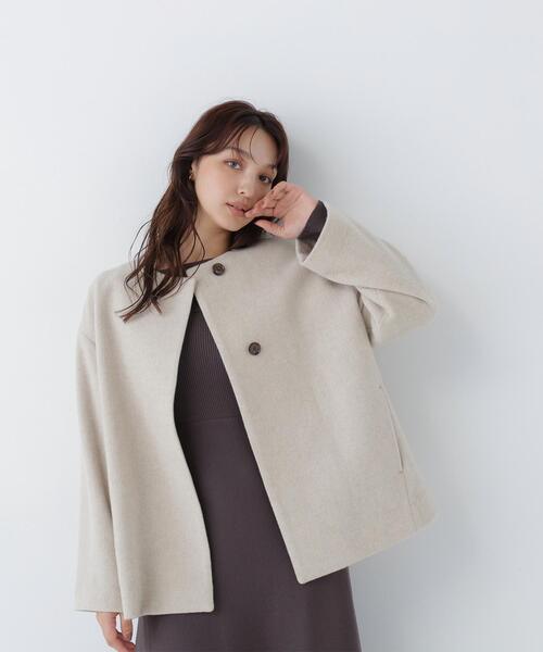NATURAL BEAUTY BASIC(ナチュラルビューティーベーシック)の「<EC限定カラー:イエロー>カシミヤブレンドハーフコート(その他アウター・レディース・ブラック/イエロー/ブルー/ベージュ/ブラウン・MEDIUM/SMALL/LARGE)」の19枚目の写真