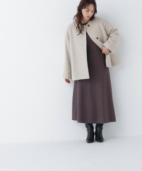 NATURAL BEAUTY BASIC(ナチュラルビューティーベーシック)の「<EC限定カラー:イエロー>カシミヤブレンドハーフコート(その他アウター・レディース・ブラック/イエロー/ブルー/ベージュ/ブラウン・MEDIUM/SMALL/LARGE)」の20枚目の写真