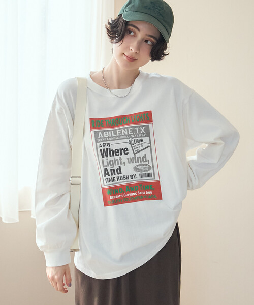 FREAK'S STORE(フリークスストア)の「ヴィンテージライクロンT/プリントロンT(Tシャツ/カットソー・レディース・ライトグレー/チャコール/オフホワイト・フリ-)」の2枚目の写真