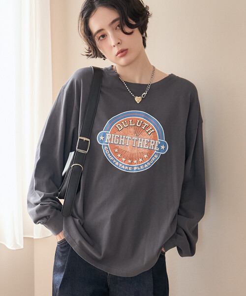 FREAK'S STORE(フリークスストア)の「ヴィンテージライクロンT/プリントロンT(Tシャツ/カットソー・レディース・ライトグレー/チャコール/オフホワイト・フリ-)」の3枚目の写真