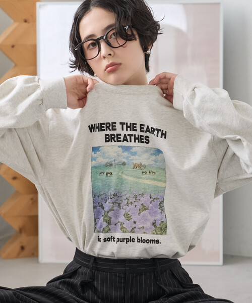 FREAK'S STORE(フリークスストア)の「ヴィンテージライクロンT/プリントロンT(Tシャツ/カットソー・レディース・ライトグレー/チャコール/オフホワイト・フリ-)」の4枚目の写真