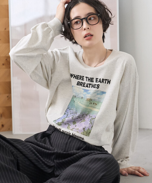 FREAK'S STORE(フリークスストア)の「ヴィンテージライクロンT/プリントロンT(Tシャツ/カットソー・レディース・ライトグレー/チャコール/オフホワイト・フリ-)」の5枚目の写真
